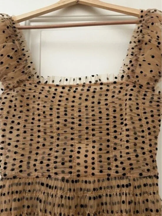 Doen Tan and Black Polka Dot Midi Dress - Picture 5 of 6